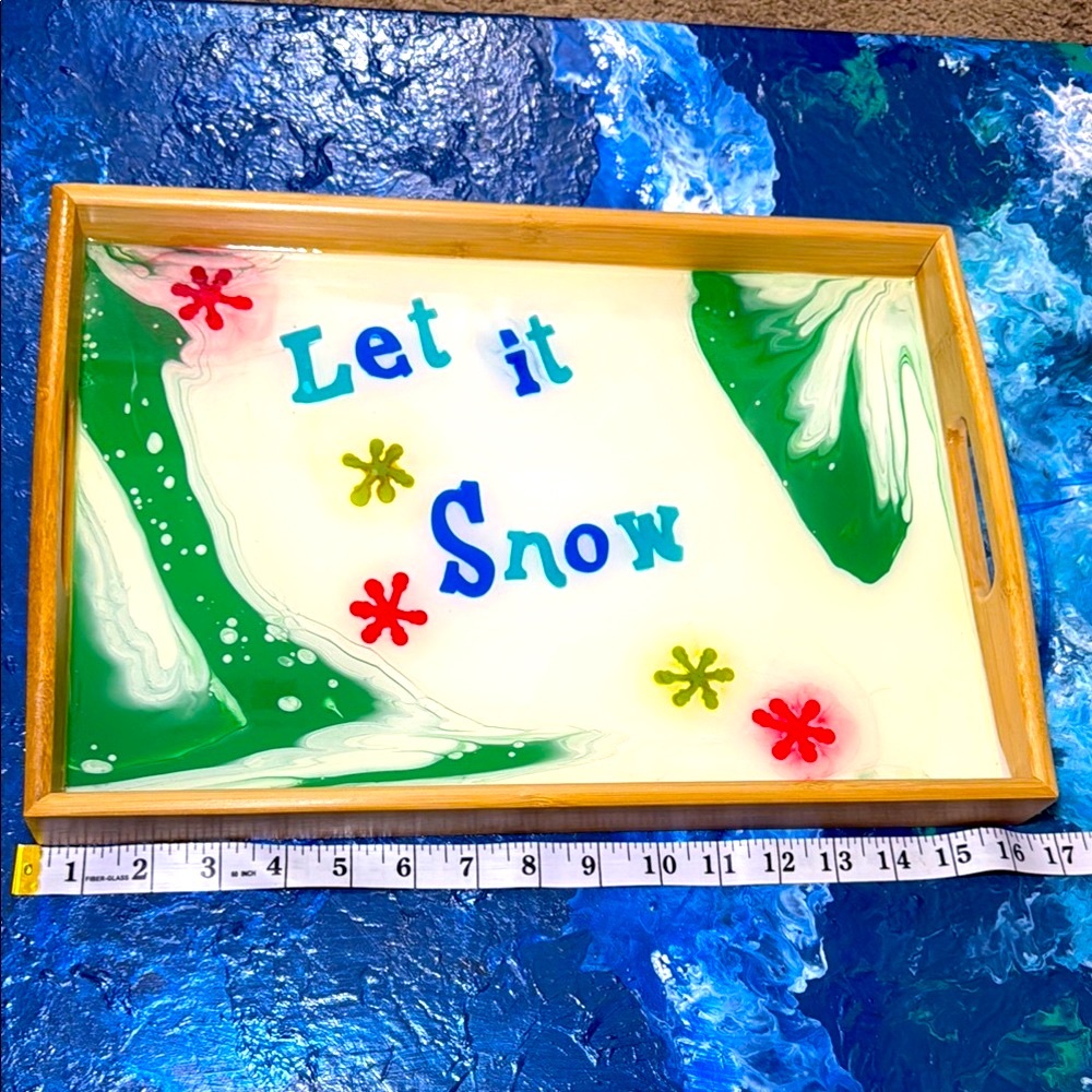 LG. SERVING TRAY Let it Snow' Design solid with handles - Picture 4 of 9